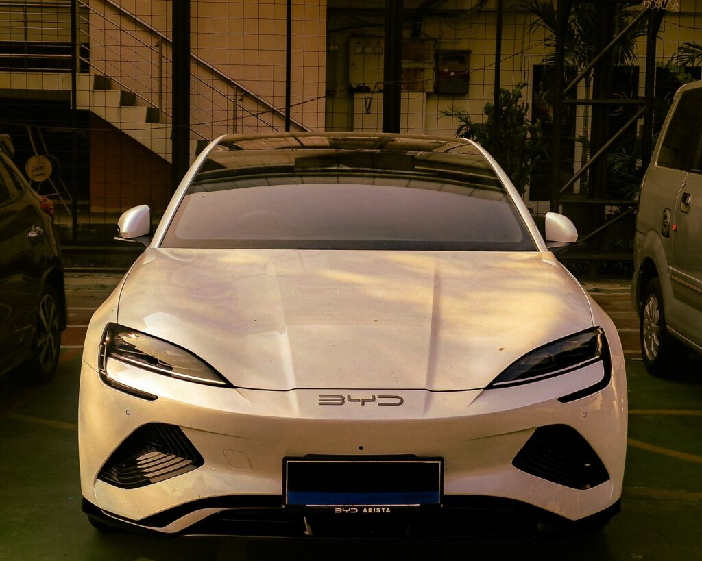 Electric BYD car parking front