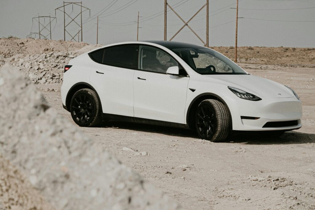 Tesla Model Y outside desert